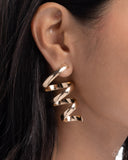 Tornado Warning - Gold - Paparazzi Accessories - Earring