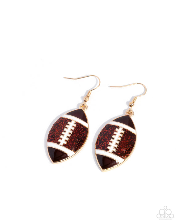 Football Facade - Brown - Paparazzi Accessories - Earring - Jewelry with Erin Binford