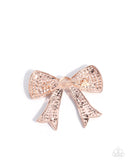 Bow Bravado - Rose Gold - Paparazzi Accessories - Brooch