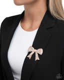 Bow Bravado - Rose Gold - Paparazzi Accessories - Brooch