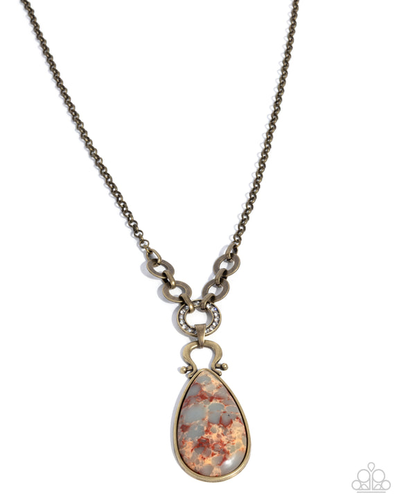 Tough Teardrop - Brass - Paparazzi Accessories - Necklace