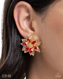 Perceptive Poinsettia - Red - Paparazzi Accessories - Earring - Jewelry with Erin Binford