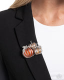 Pumpkin Pattern - White - Paparazzi Accessories - Brooch
