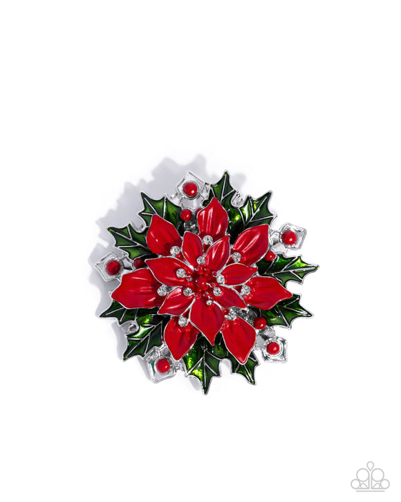Popular Poinsettia - Red - Paparazzi Accessories - Brooch