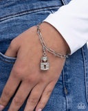 Committed Chic - White - Paparazzi Accessories - Rhodium Charm