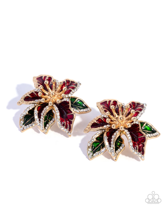 Particular Poinsettia - Red - Paparazzi Accessories - Earring - Jewelry with Erin Binford