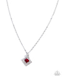 Sentimental Squares - Red - Paparazzi Accessories - Necklace