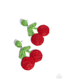 Crafted Cherry - Red - Paparazzi Accessories - Earring