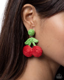 Crafted Cherry - Red - Paparazzi Accessories - Earring