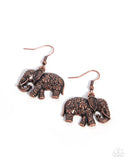 Embellished Elephant - Copper - Paparazzi Accessories - Earring