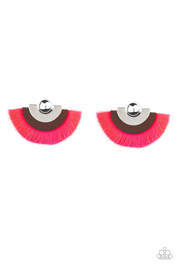 Fan the Flamboyance- Pink- Paparazzi Accessories - Earring - Jewelry with Erin Binford