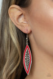 Leather Lagoon - Red - Paparazzi Accessories - Earring - Jewelry with Erin Binford