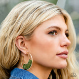 Contemporary Curves - Green - Paparazzi Accessories - Earring - Jewelry with Erin Binford